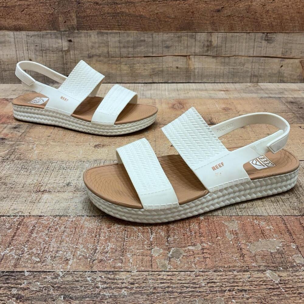 Reef Sandals Womens Size 8 39 White Slingback Wedge Waterproof Comfort Shoes